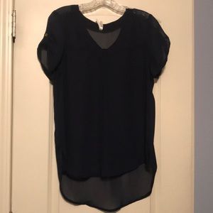 Navy High Low Short Sleeve Shirt